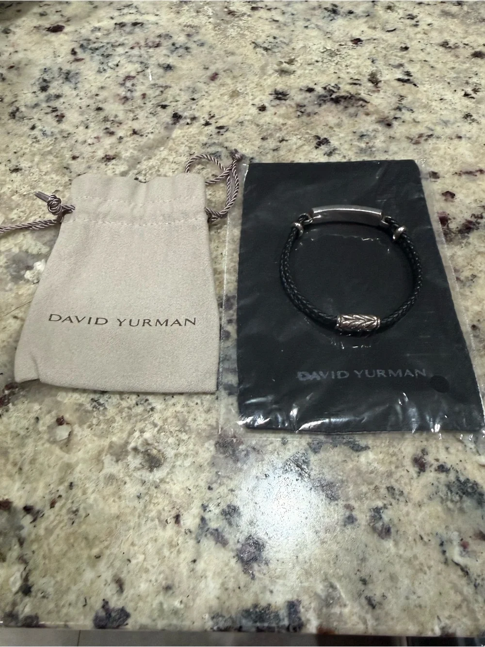 David Yurman Men's Exotic Stone Leather Bracelet Onyx